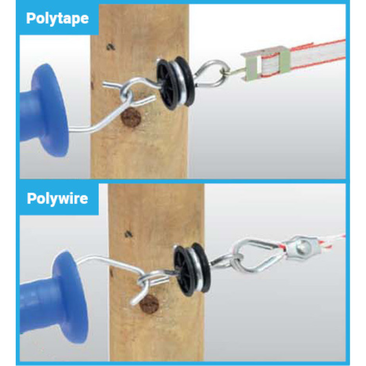 Elektriskā gana vārtu izolators ar diviem fiksētiem uzgaļiem un skrūvi