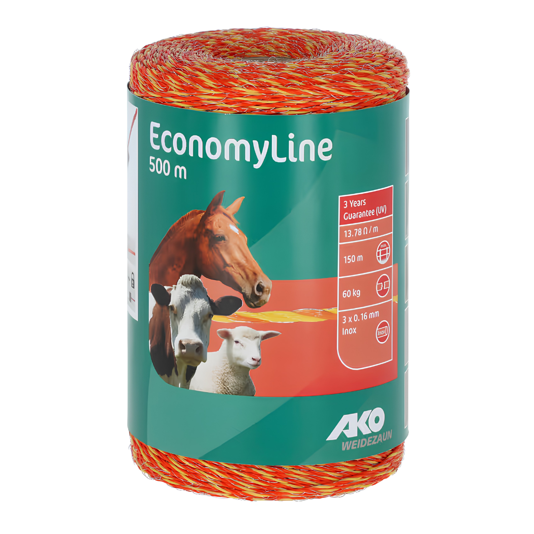 Elektriskā gana aukla EconomyLine 3 mm 500 m dzelteni-oranža