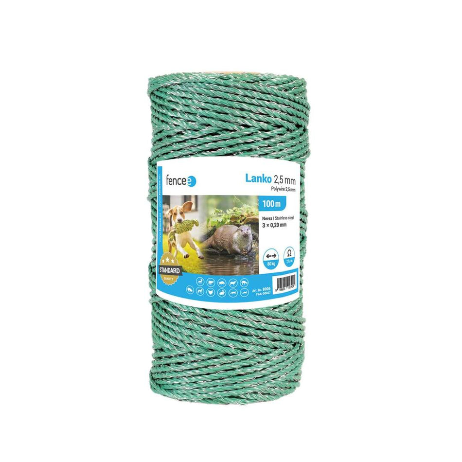 Elektriskā gana aukla 2.5mm/100m, zaļš
