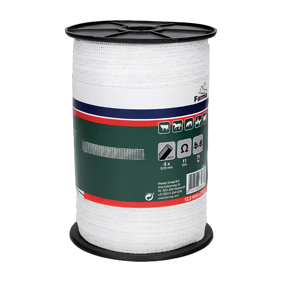 Elektriskā gana lente 12.5 mm 200 m balta