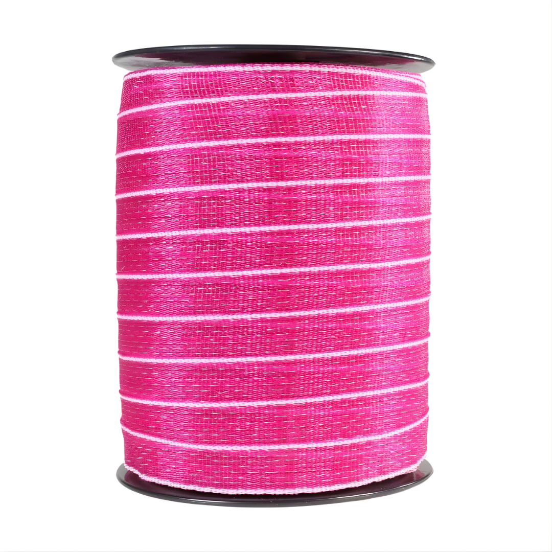 Elektriskā gana lente 30 mm 200 m rozā-balta