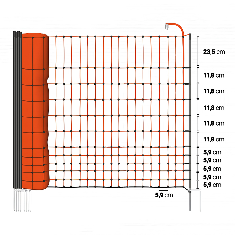 Elektriskā gana tīkls mājputniem 112 cm 50 m oranžs