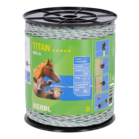 Elektriskā gana aukla TITAN 2.2 mm 400 m balti-zaļa