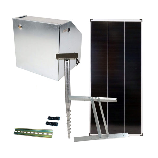 Защитный бокс с солнечной панелью 200 Вт для электроовчарки и аккумулятором