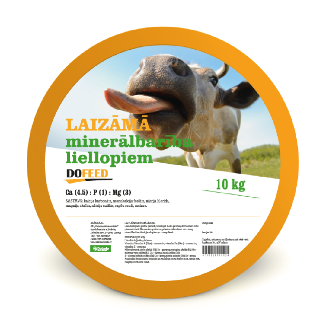 Minerālbarība laizāma liellopiem Dofeed, BIO (60-845), Dobeles dzirnavnieks, 10 kg